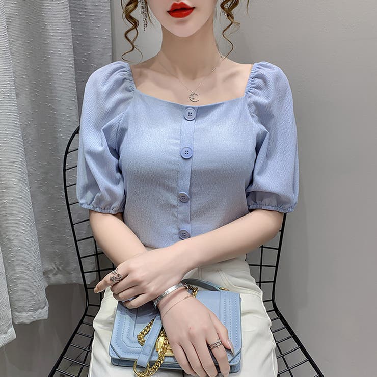 パフスリーブトップス 2WAY オフショルダー[品番：NETW0000653]｜Riff