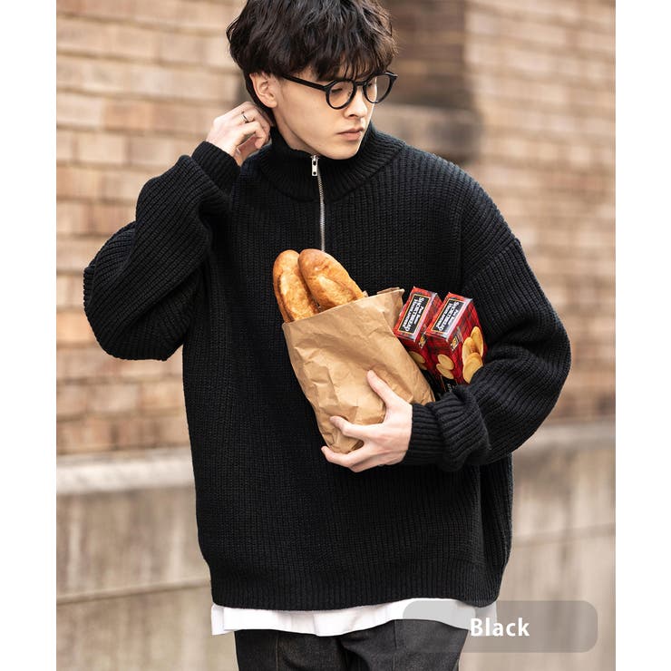 ニット 畦編み ハーフジップ[品番：OE000008285]｜Rocky Monroe