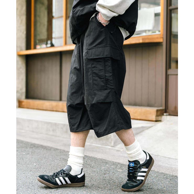 ナイロンカーゴパンツ ハーフパンツ バギーショーツ[品番：OE000008629