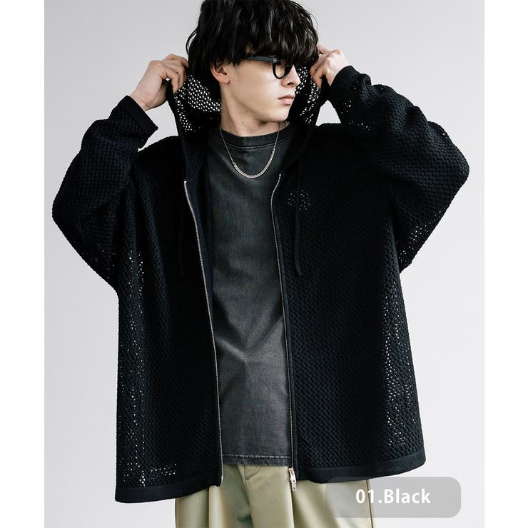 パーカー メッシュニット ダブルジップ[品番：OE000007823]｜Rocky