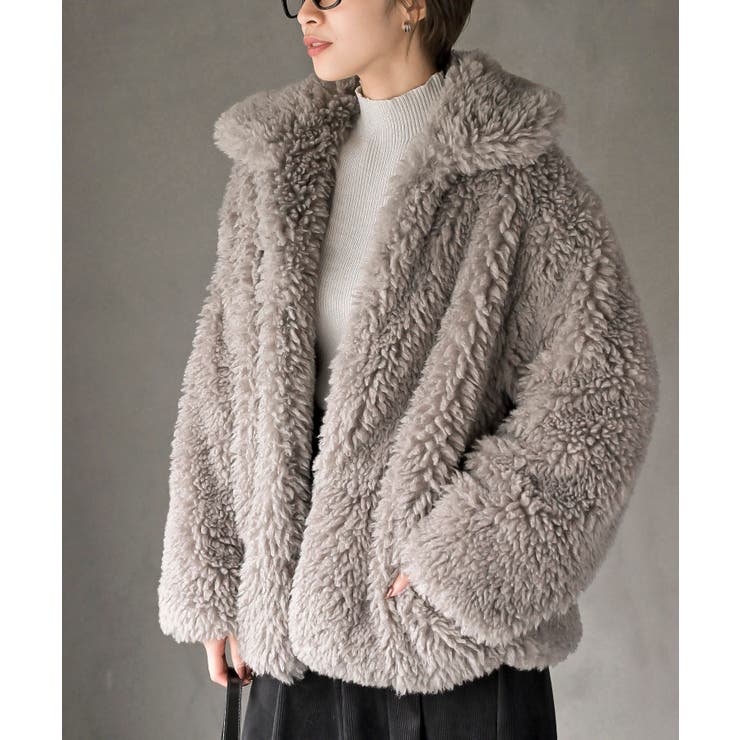 フェイクファーステンカラーショートコート[品番：RPSW0003213]｜rps