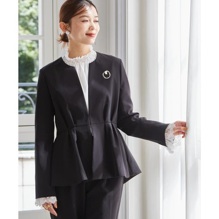 2点セット＞ノーカラーペプラムパンツスーツ[品番：RANW0000151