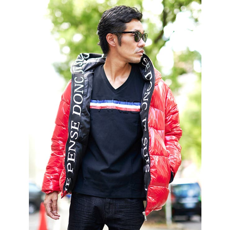 ロゴテープエナメルフードダウンブルゾン[品番：LEVM0001530]｜REGIEVO