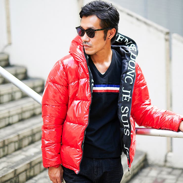 ロゴテープエナメルフードダウンブルゾン[品番：LEVM0001530]｜REGIEVO