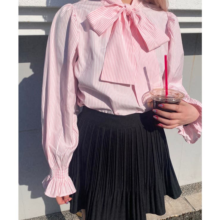 WC】ストライプリボンブラウス[品番：WG010083602]｜WEGO【WOMEN