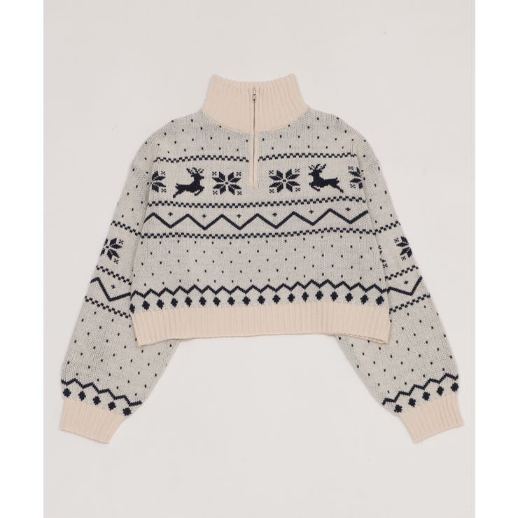 ノルディック柄ハーフジップニット[品番：WG010096632]｜WEGO【WOMEN