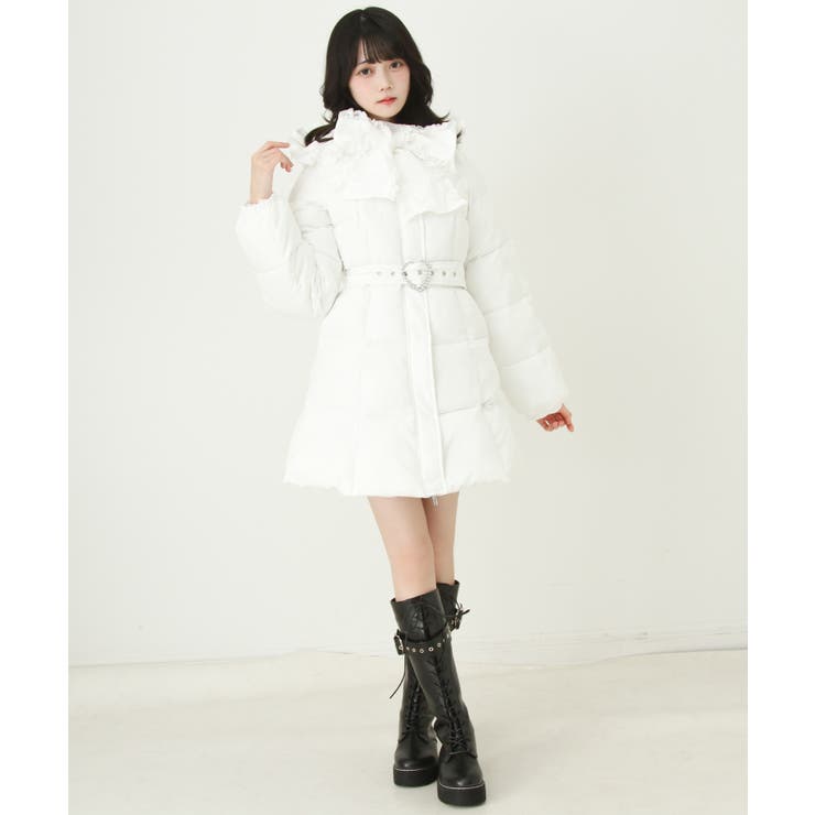 ビッグボウタイリボンAラインフェイクダウンコート【中綿】 量産型