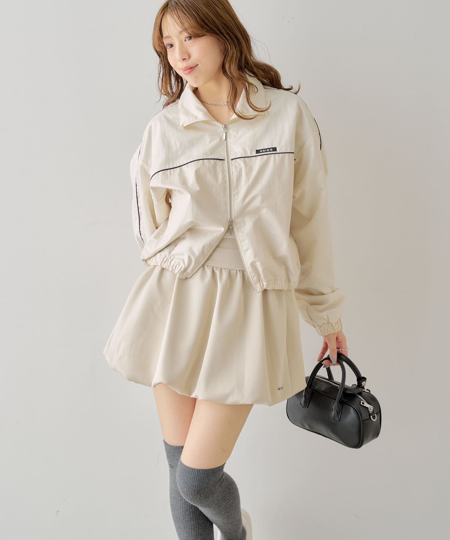 Chico】切り替えサテンライクバルーンSK[品番：PALW0004834]｜PAL