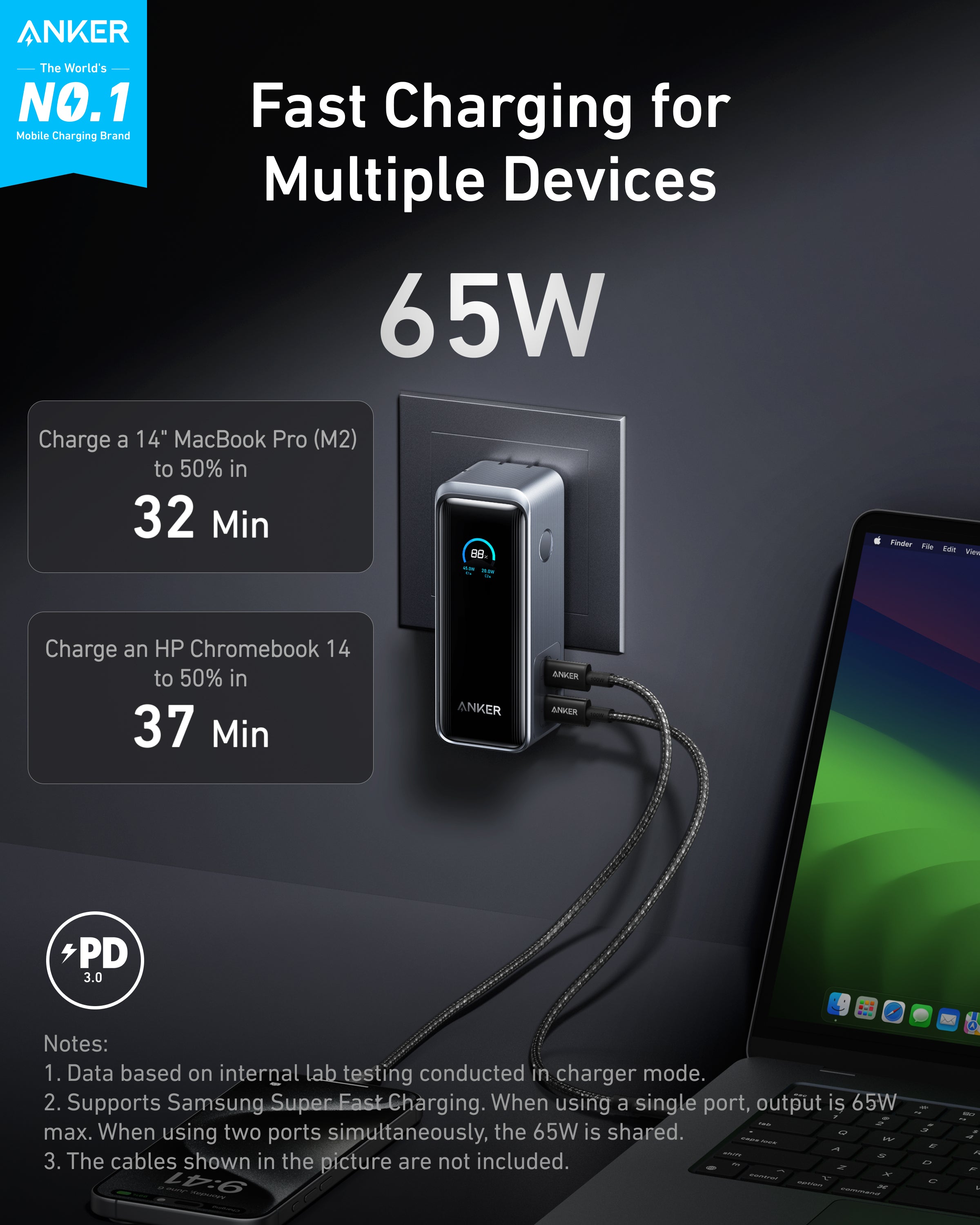 Prime Power Bank 65W | Fast Laptop & Phone Charging - Anker Canada