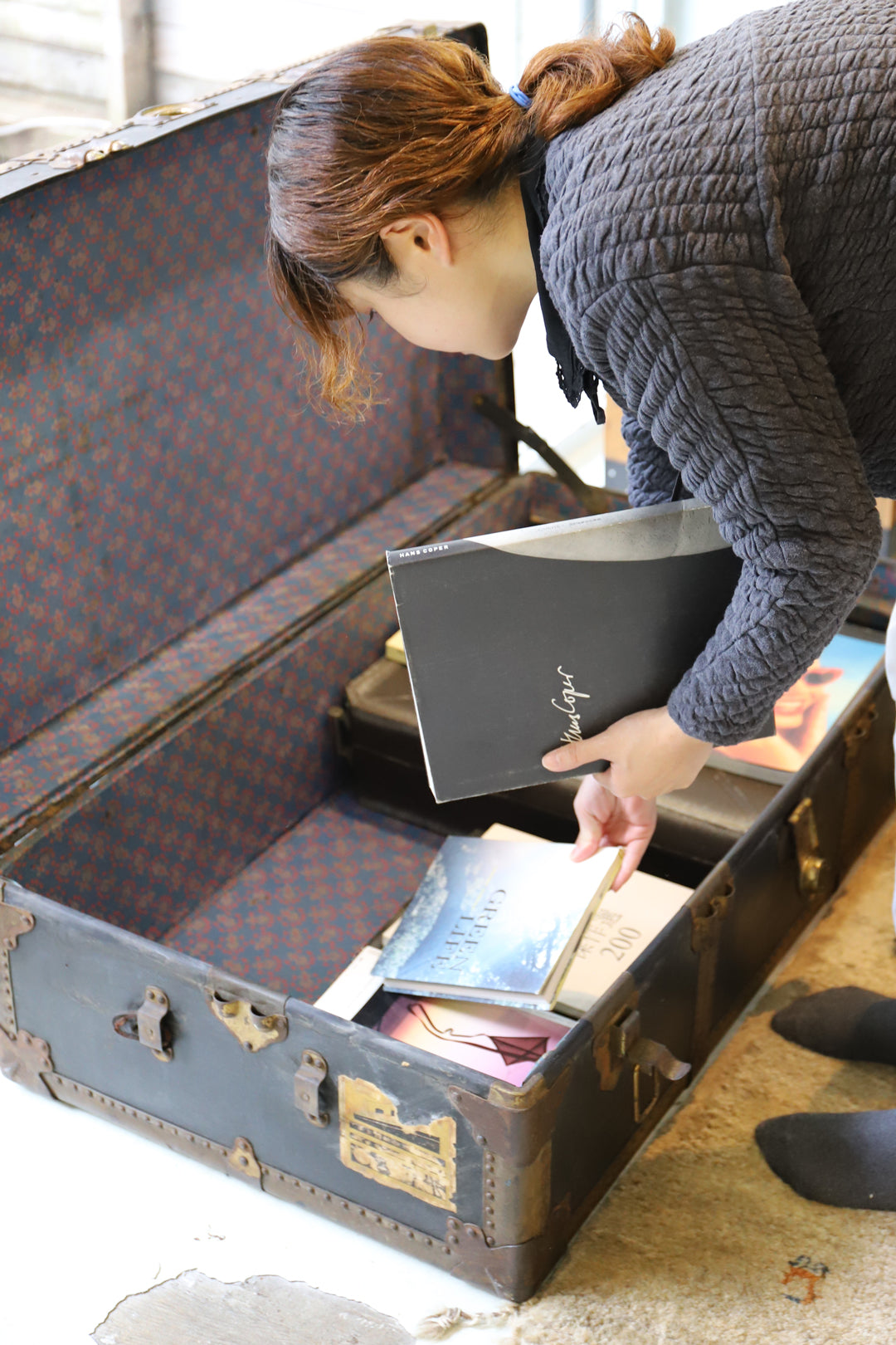 アメリカ アンティーク スチーマートランク スーツケース ディスプレイ