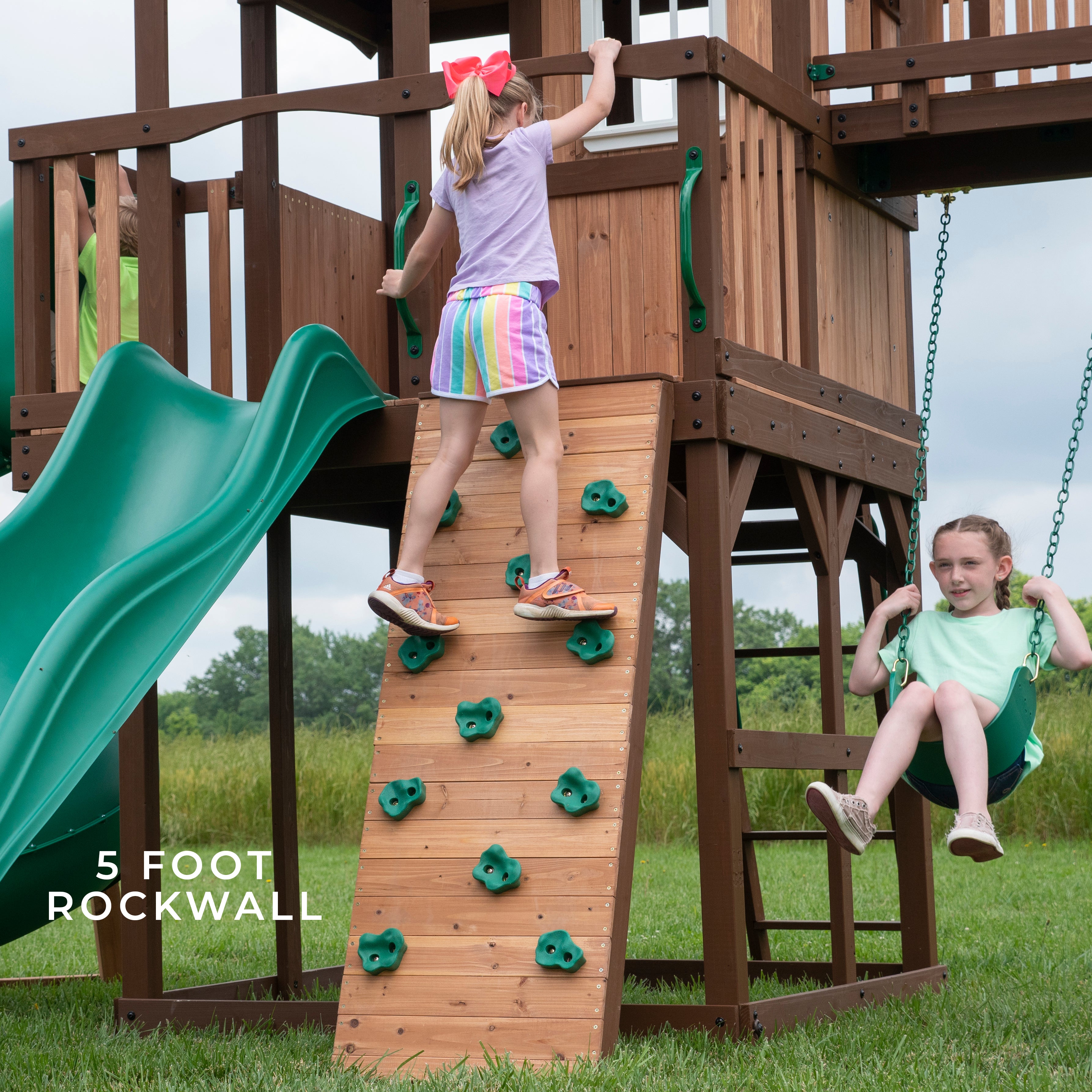 Skyfort III Outdoor Wooden Swing Set - Backyard Discovery
