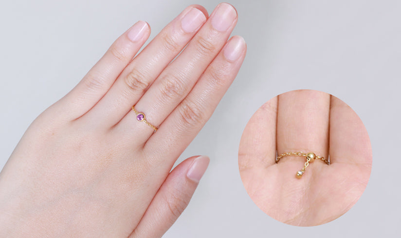 K18/Pt「ピンクサファイア ヌード」チェーンリング｜【オレフィーチェ