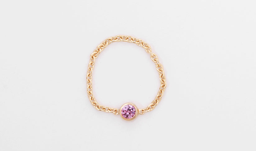 K18/Pt「ピンクサファイア ヌード」チェーンリング｜【オレフィーチェ