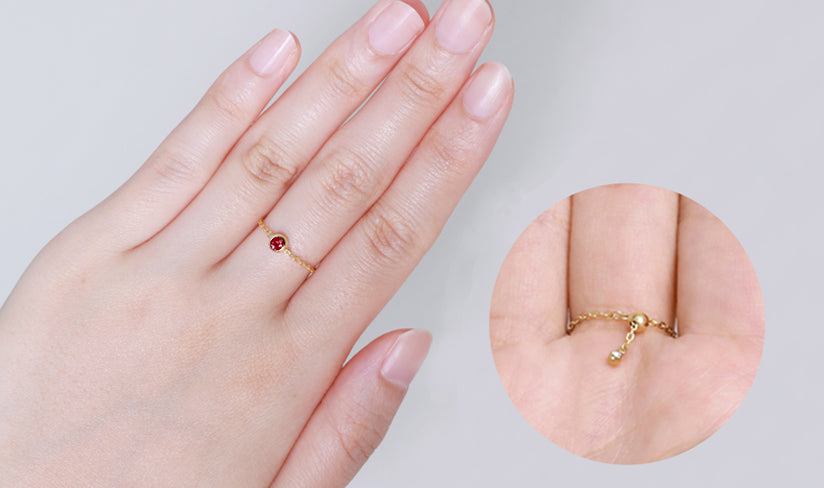 K18/Pt「ルビー ヌード」チェーンリング｜【オレフィーチェ】Orefice