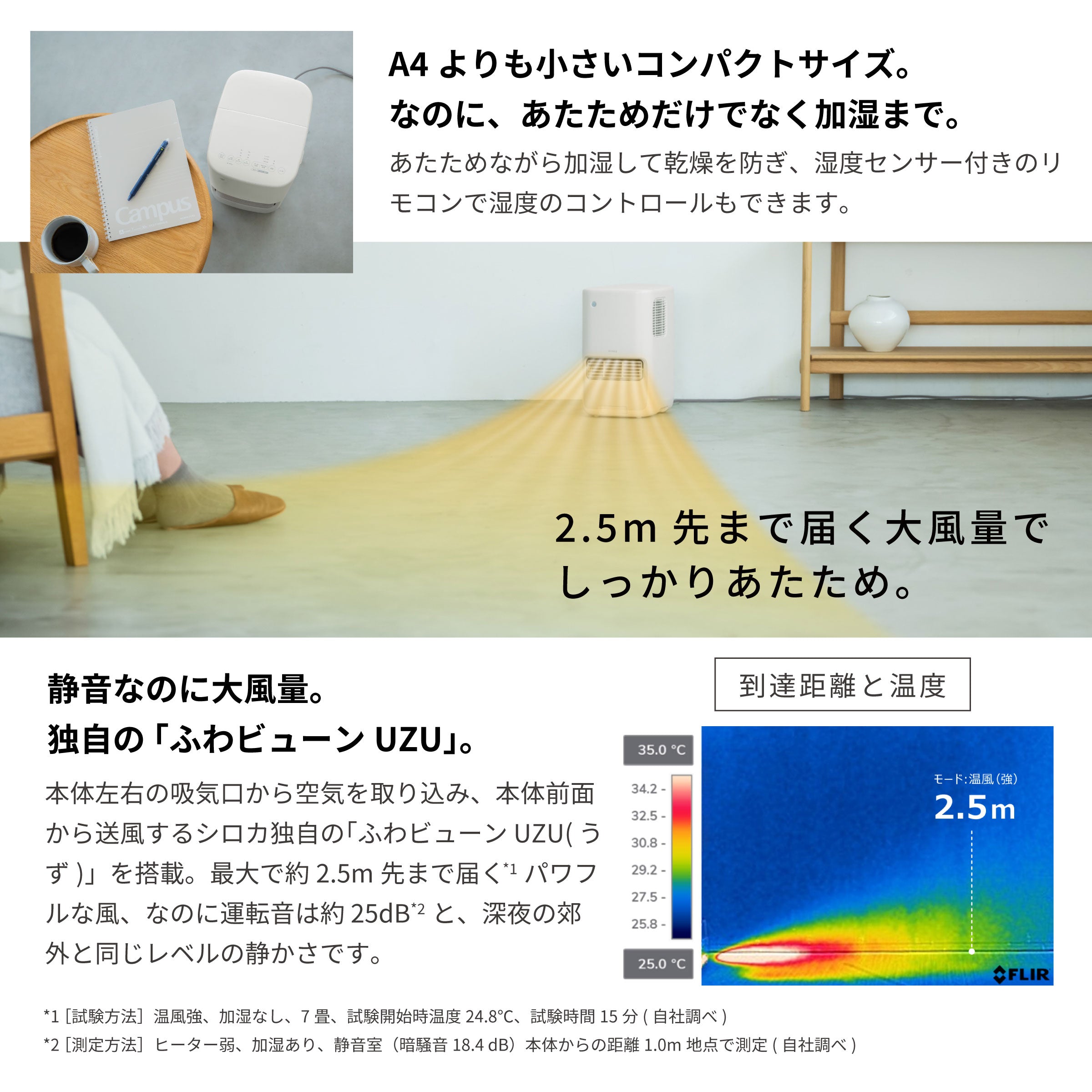 加湿機能付き セラミックファンヒーター ポカプラス SH-3D251 | シロカ