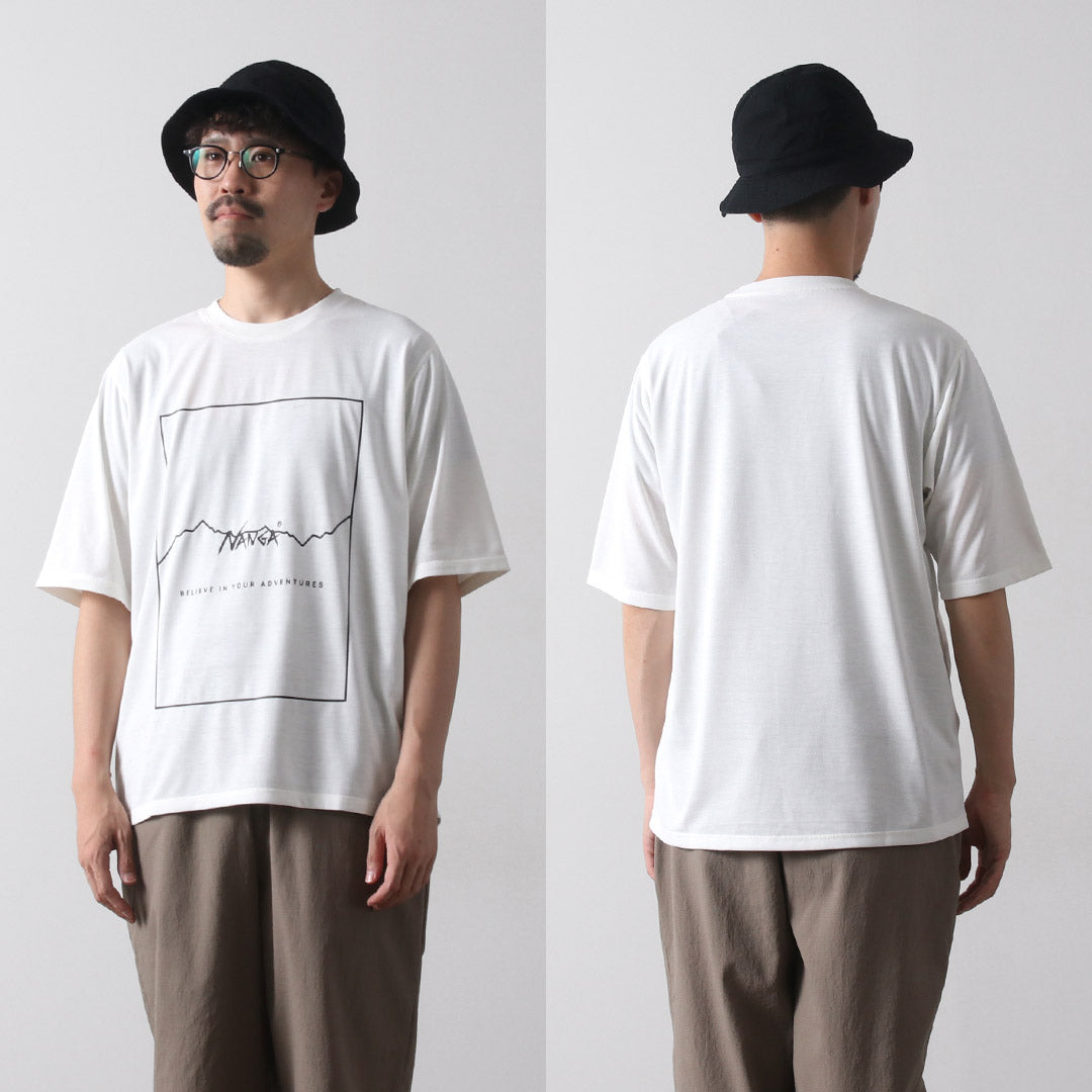 NANGA（ナンガ） ドライミックス フレームロゴTシャツ / メンズ 半袖