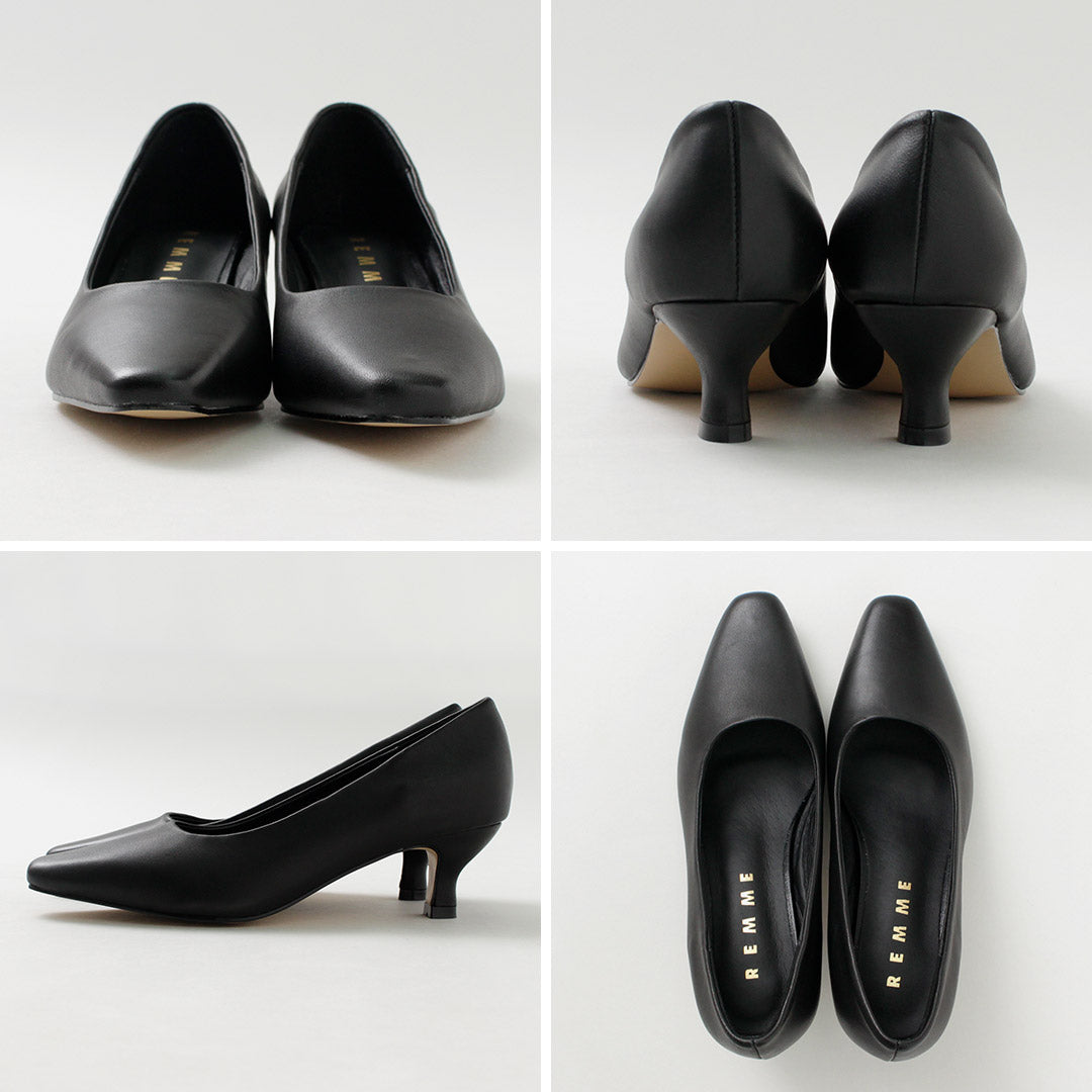 50％OFF】REMME（レメ） ポインテッド スクエア ヒールパンプス