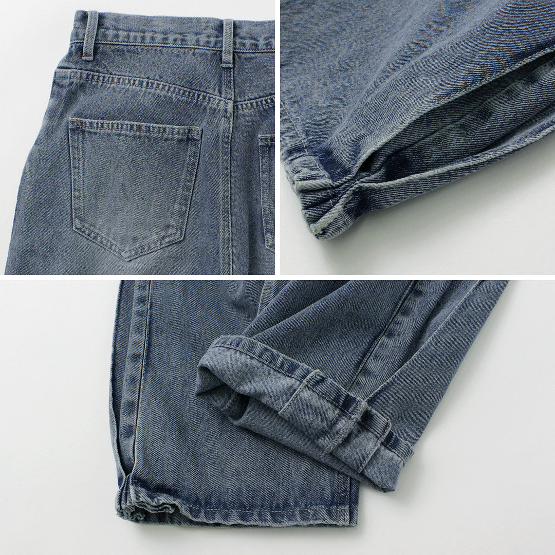 YENN（イェン） サイドプリーツ デニムパンツ / レディース ボトムス