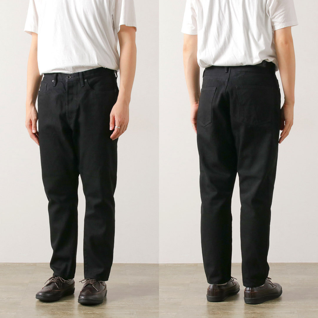 SANCA（サンカ） ブラック デニムテーパード 5Pパンツ / セルヴィッチ