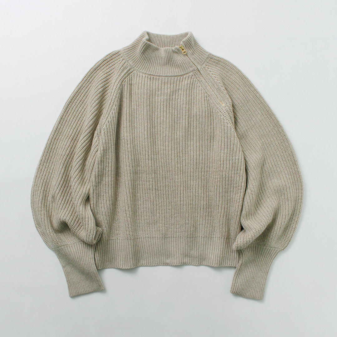 KHA:KI（カーキ） ハーフジップ ミリタリーニット / レディース