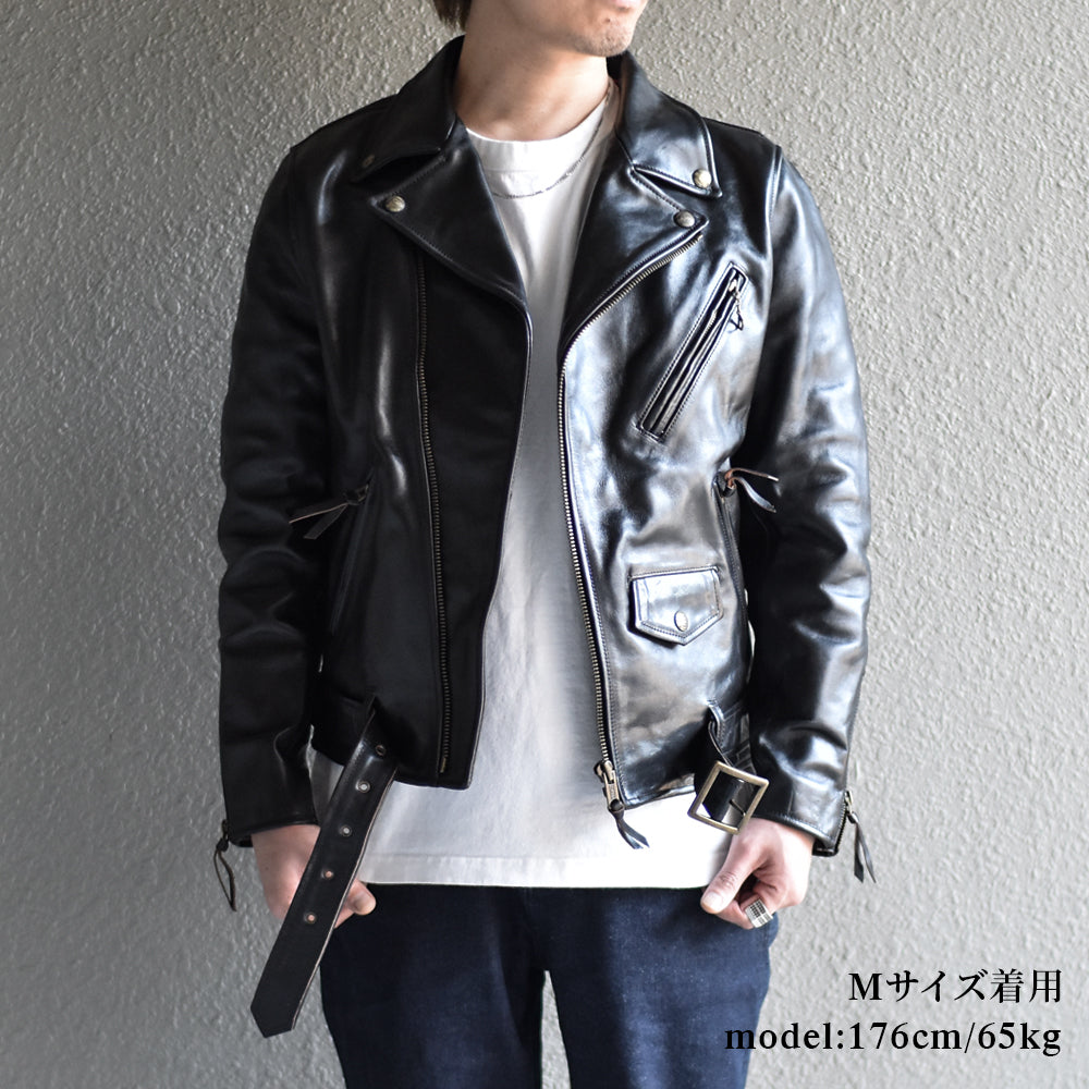 ダブルライダースジャケット（ホースハイド/茶芯） ブラック Y708 – Liason