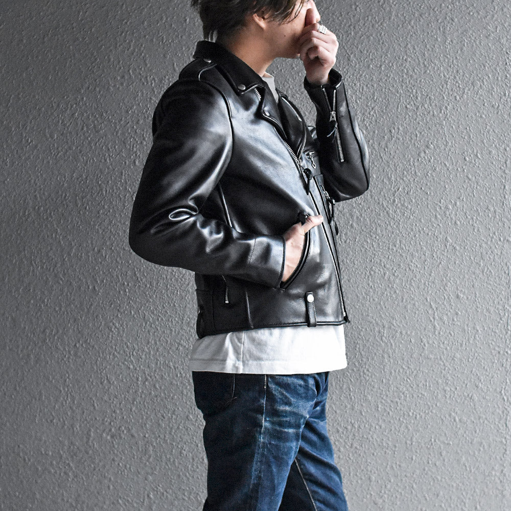 ダブルライダースジャケット（カウハイド） ブラック Y709 – Liason