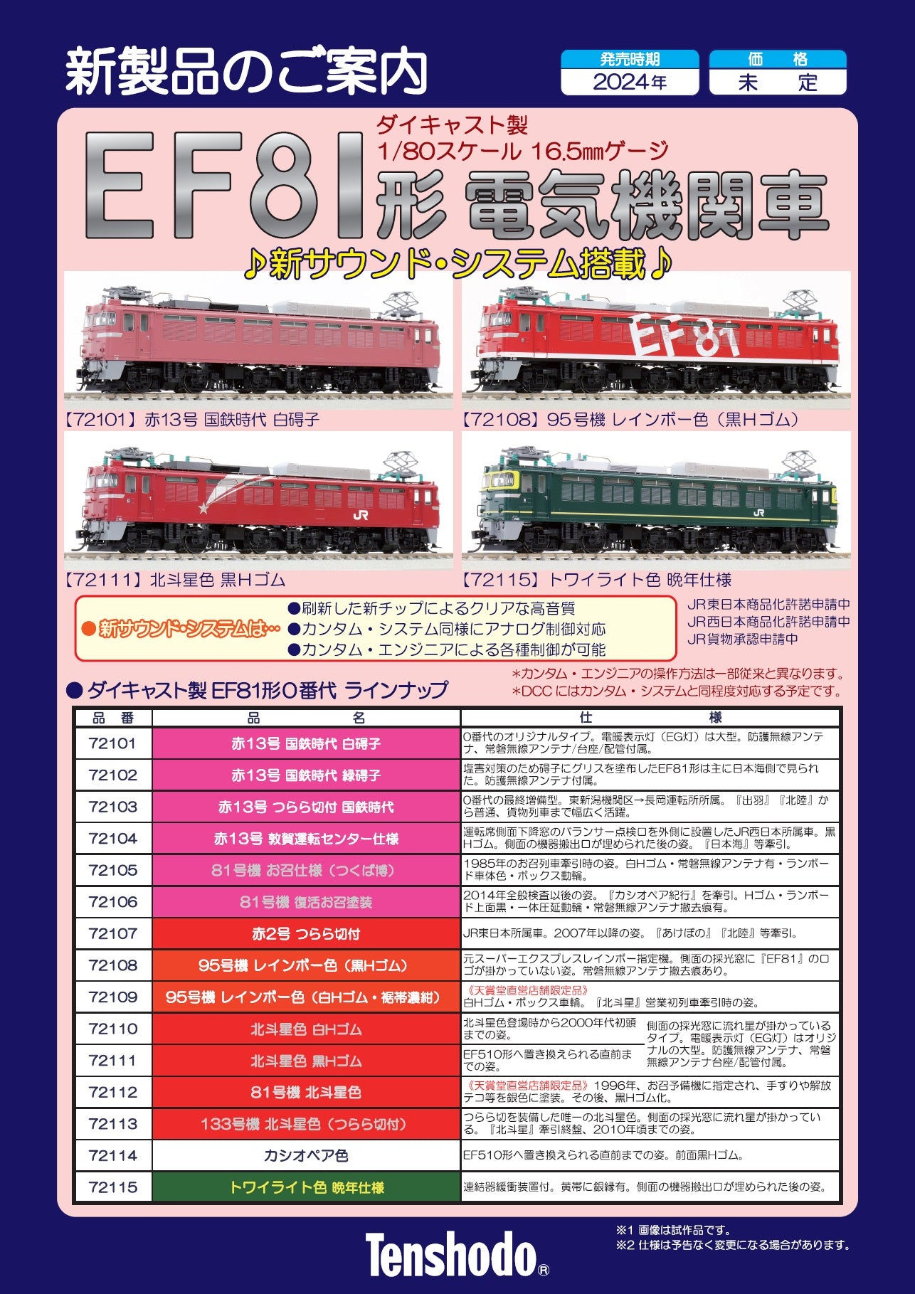 EF81形 電気機関車 ダイキャスト製 サウンド・システム搭載モデル – 天