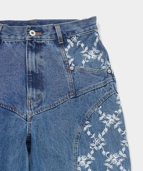 BIOTOP(ビオトープ) / WOMEN【FETICO】FLOWER EMBROIDERED WIDE JEANS