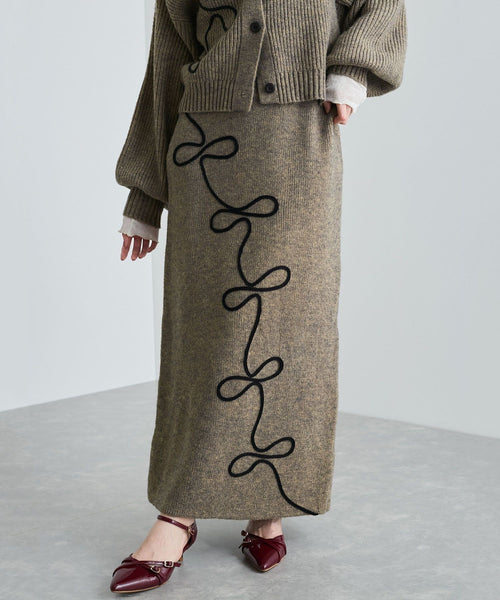 VIS(ビス) / 【WEB限定】リボンコード刺繍ニットスカート