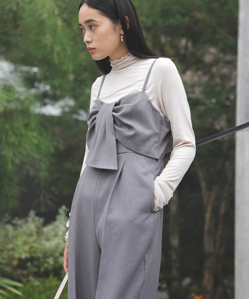 VIS(ビス) / 【美easy】ウーリッシュツイルリボンサロペット【選べる