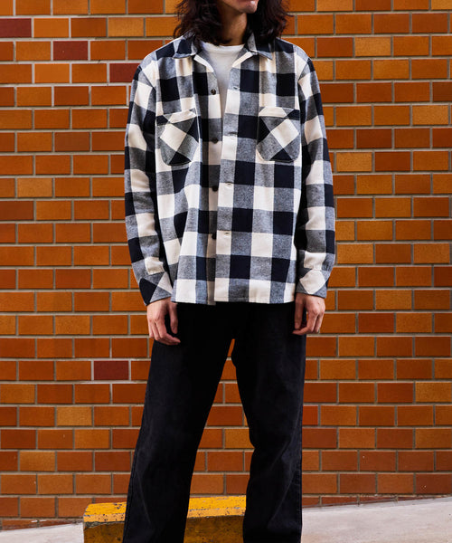 別注》【BONCOURA/ボンクラ】オープンカラーネルシャツ ブロック