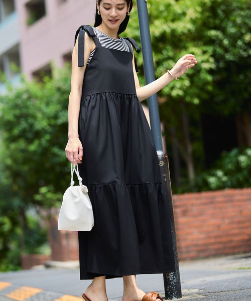 VIS(ビス) / 【WEB限定】ロングストラップリボンティアードワンピース