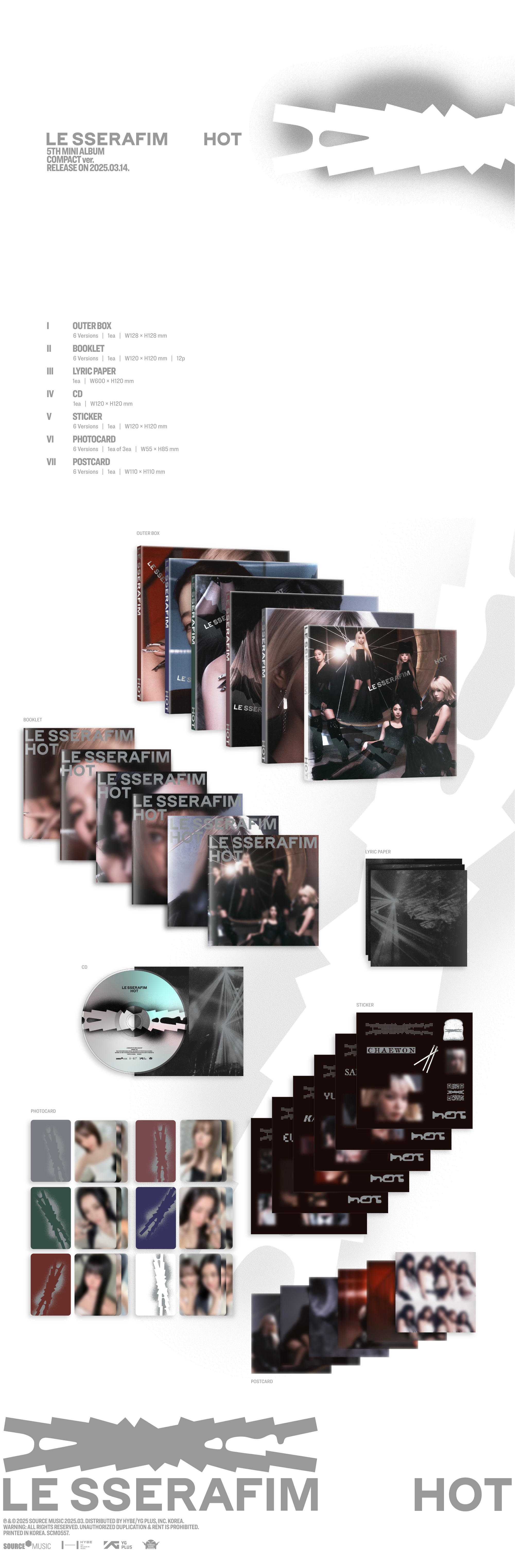 LE SSERAFIM 5th Mini Album 'HOT' (COMPACT ver.) (セット) – Nemoz