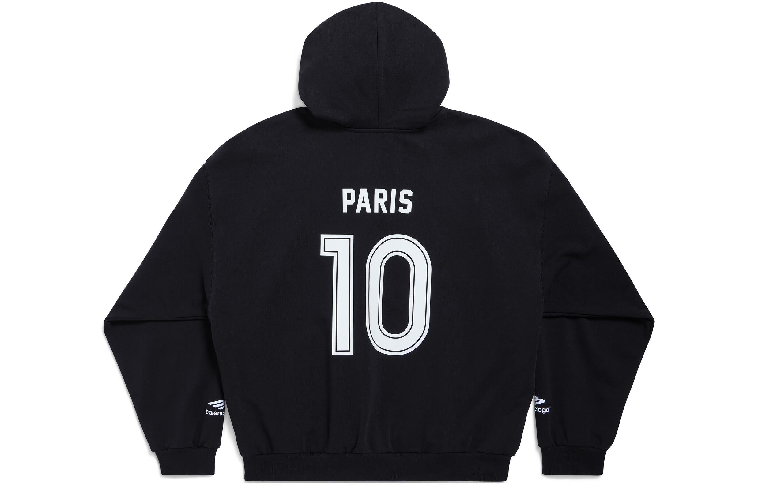 Balenciaga Paris Soccer Zip-up Hoodie Medium Fit 'Black White