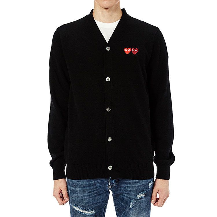 COMME des GARCONS PLAY Cardigan With Double Emblems 'Black' AZ