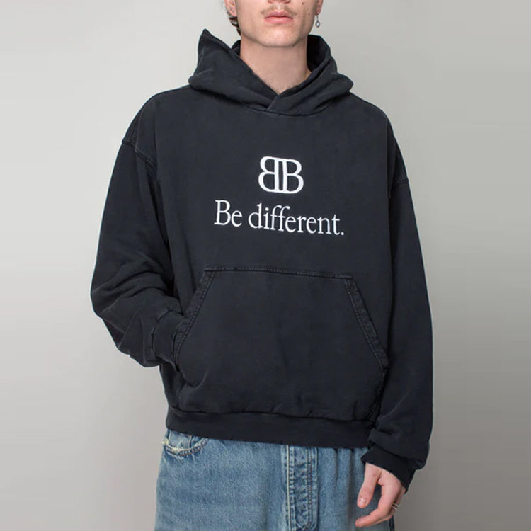 Balenciaga BB Be Different Popover Hoodie 'Black White