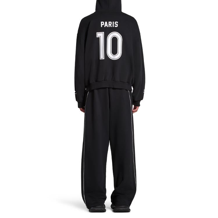 Balenciaga Paris Soccer Zip-up Hoodie Medium Fit 'Black White