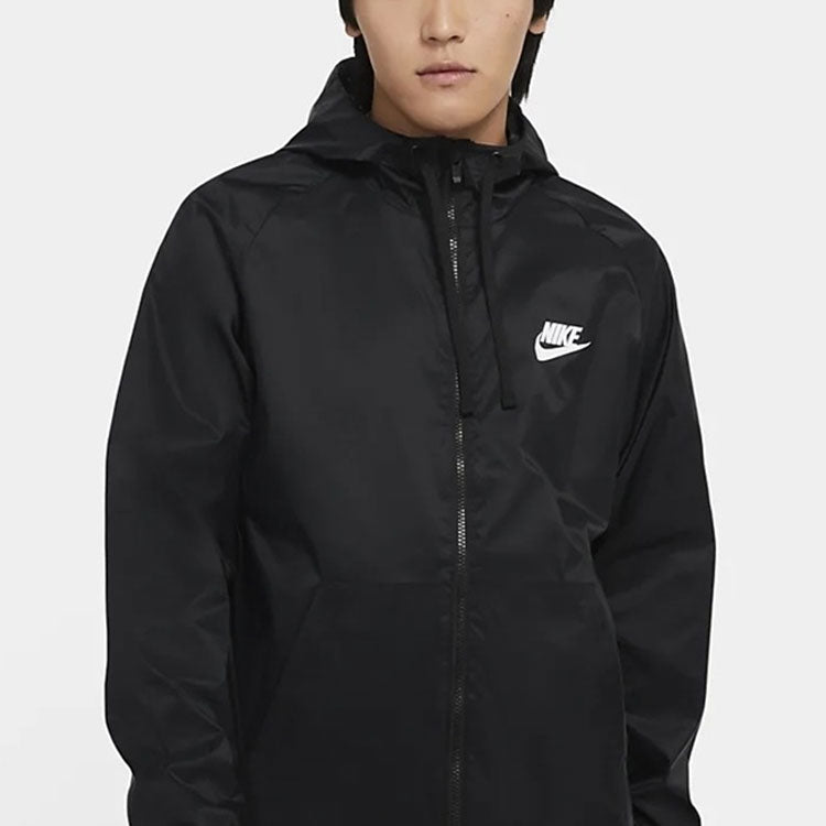 Nike Back Large Logo Zipper hooded track Jacket Black CZ8677-010