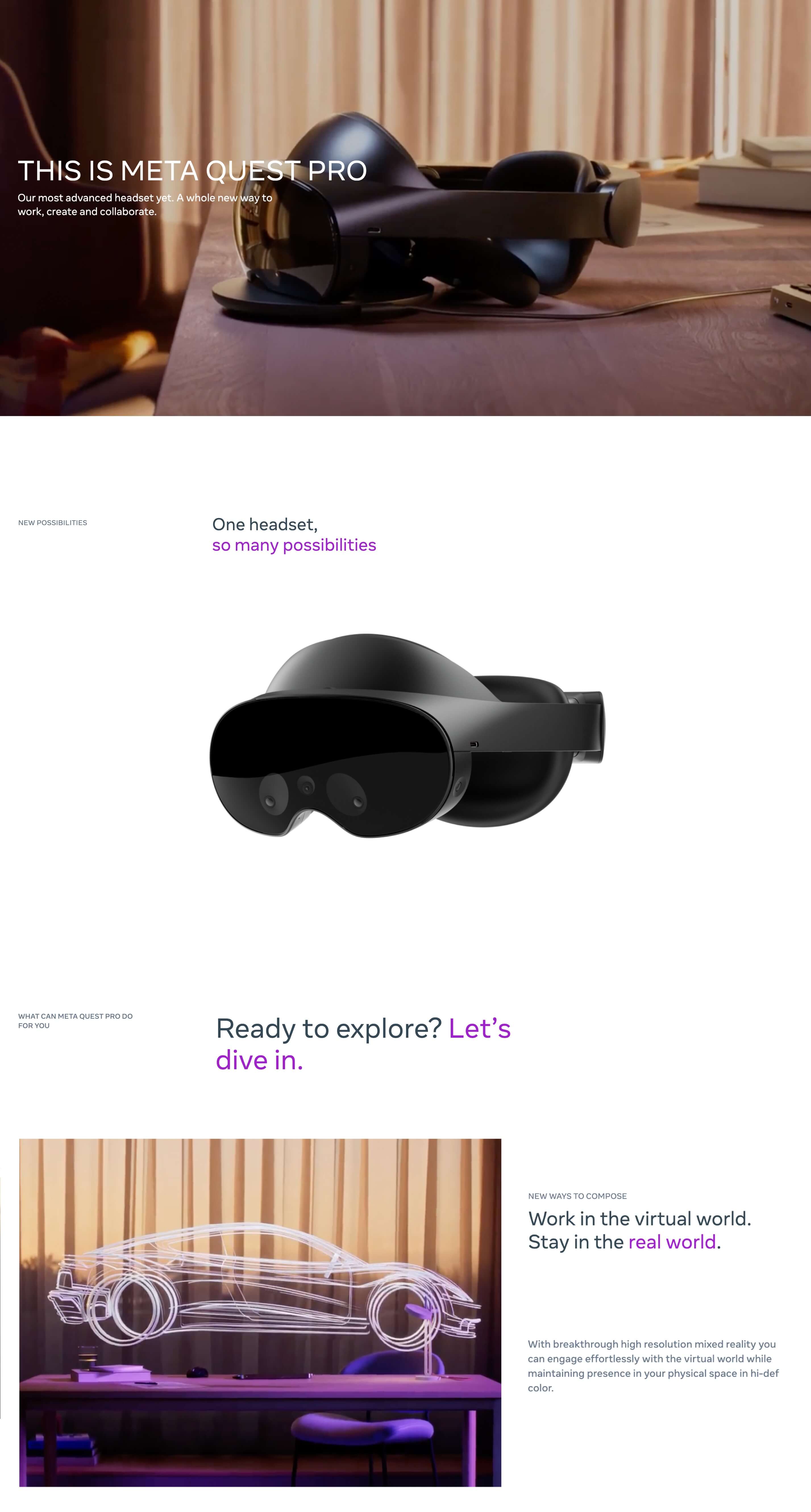 Meta Quest Pro Virtual Reality Headset, 256GB