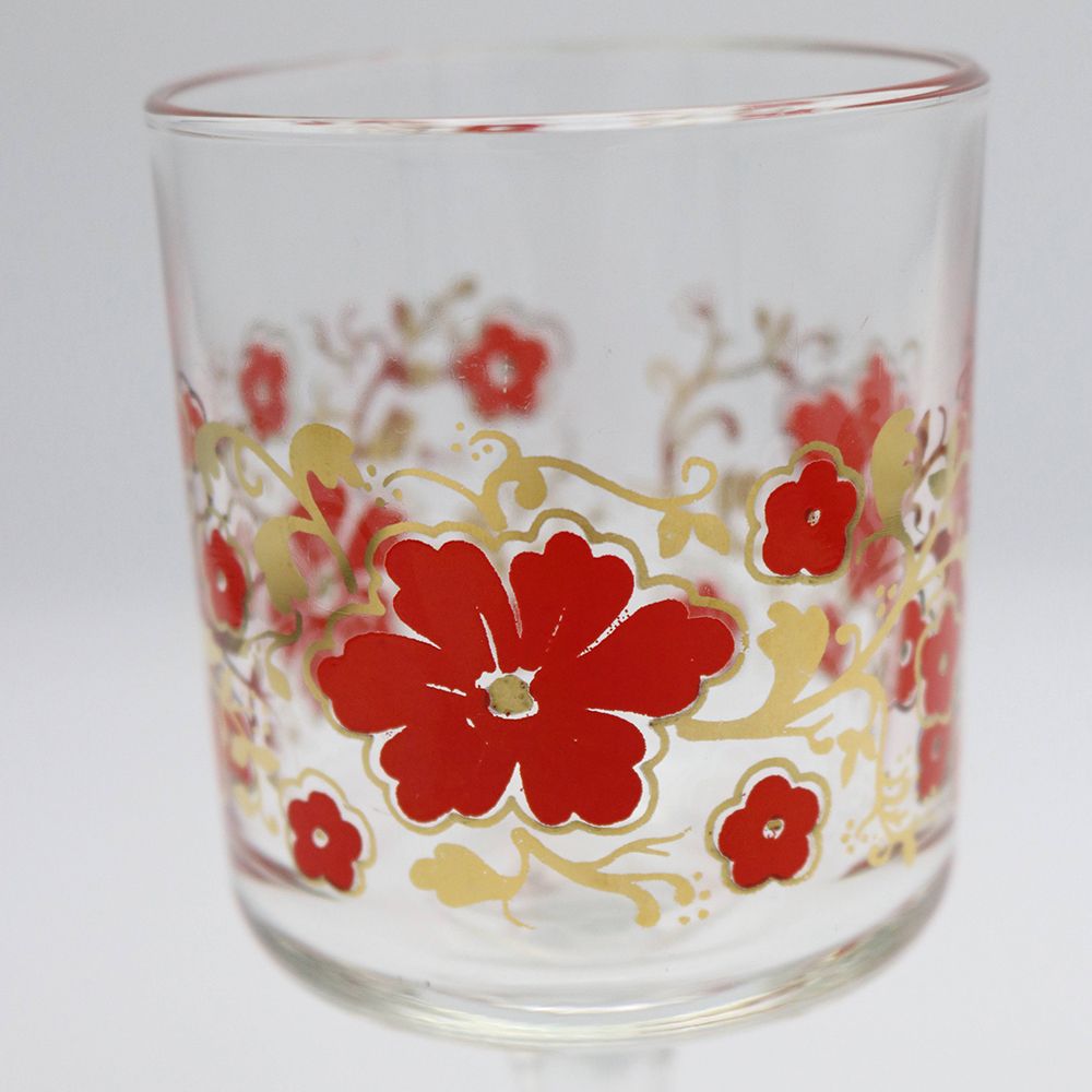 レトロな赤い花が素敵！ ビンテージグラス VC109-172031