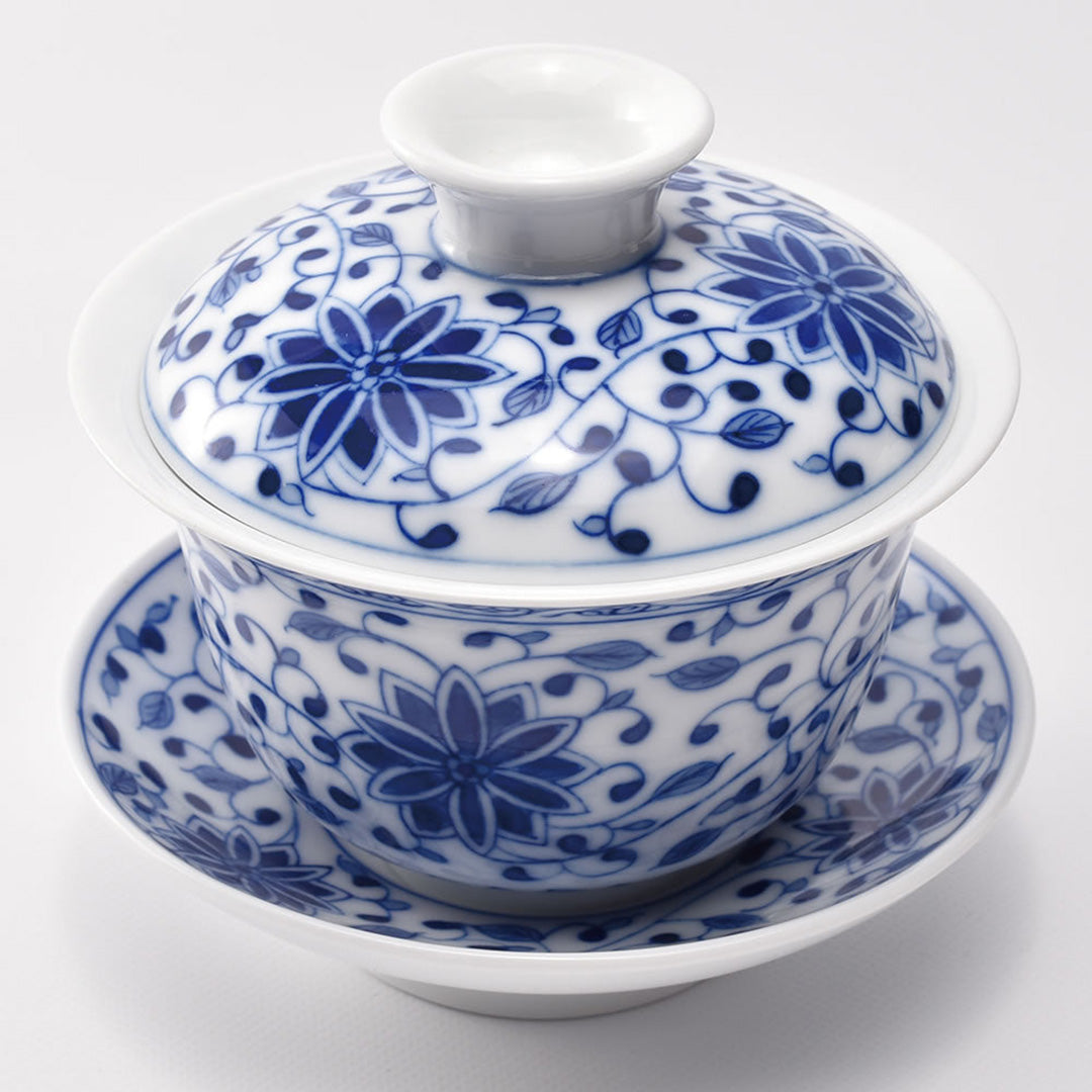 景徳鎮 蓋碗（青花・宝相花）｜中国茶器の専門店・天香茶行
