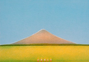 府川誠「二本の木」肉筆油彩画・色紙サイズ 絵画買取・販売の小竹美術