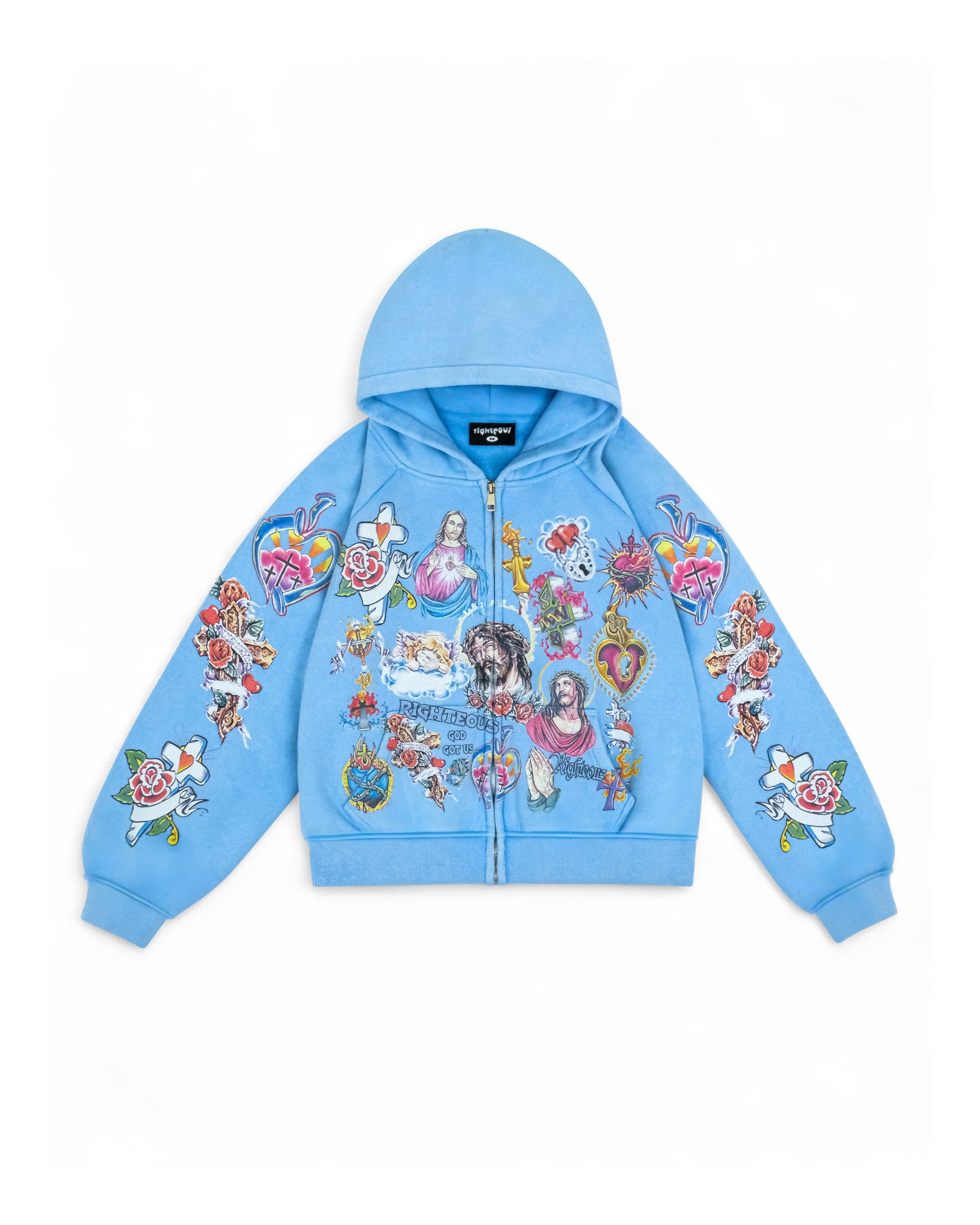 We Are Righteous | Risen King Cropped Zip (Blue) | Hoodies