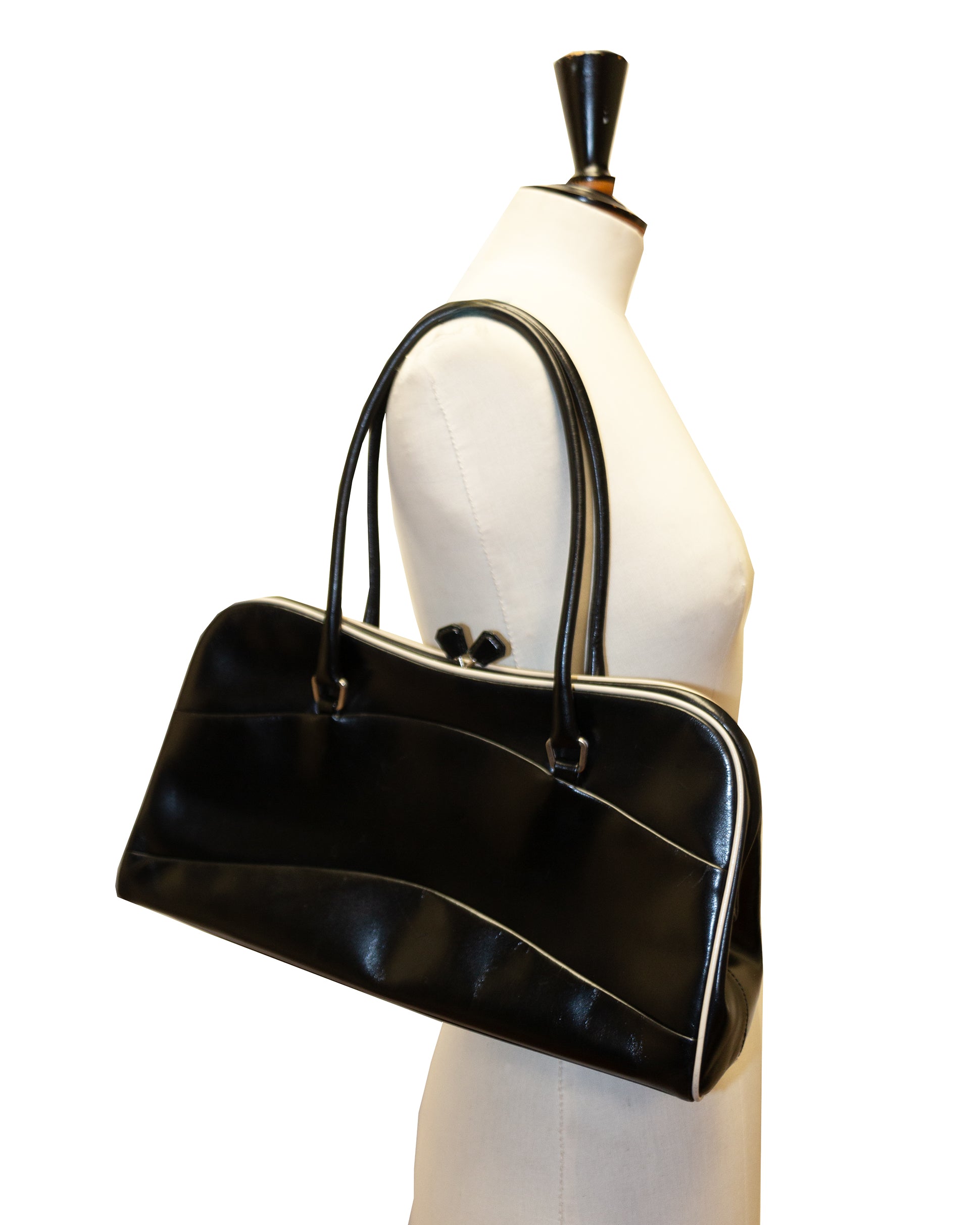 Vothe Archive - FW2000 Black Leather Kiss Lock Handbag
