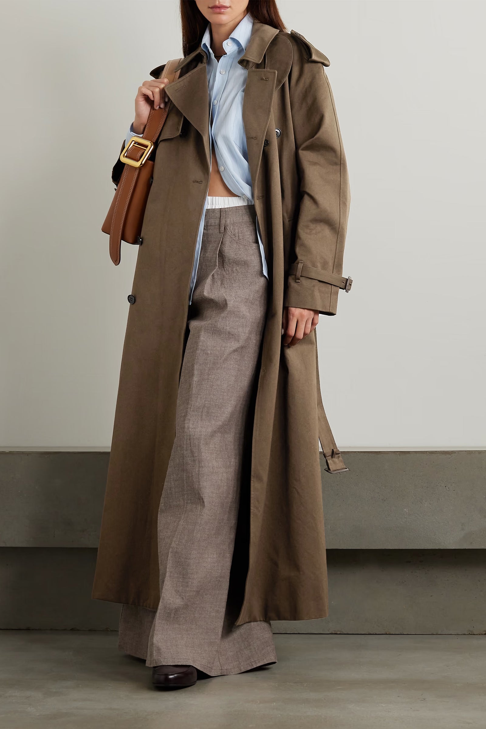Frame Belted Double-breasted Cotton-gabardine Trench Coat