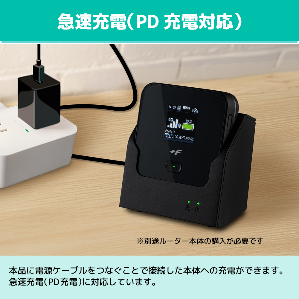 モバイルルーター +F FS050W + 充電/LANステーション セット