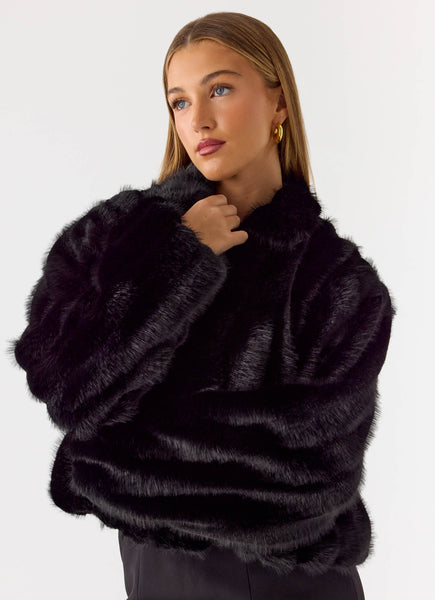 Naylor Faux Fur Jacket - Brown – Peppermayo Canada