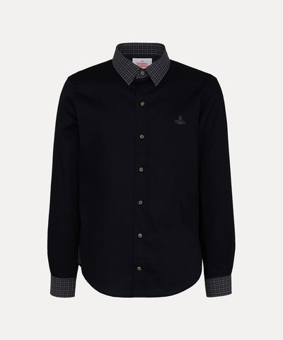 DETAILED CHECK クラシックシャツ(ブラック)（メンズ）（1632861002