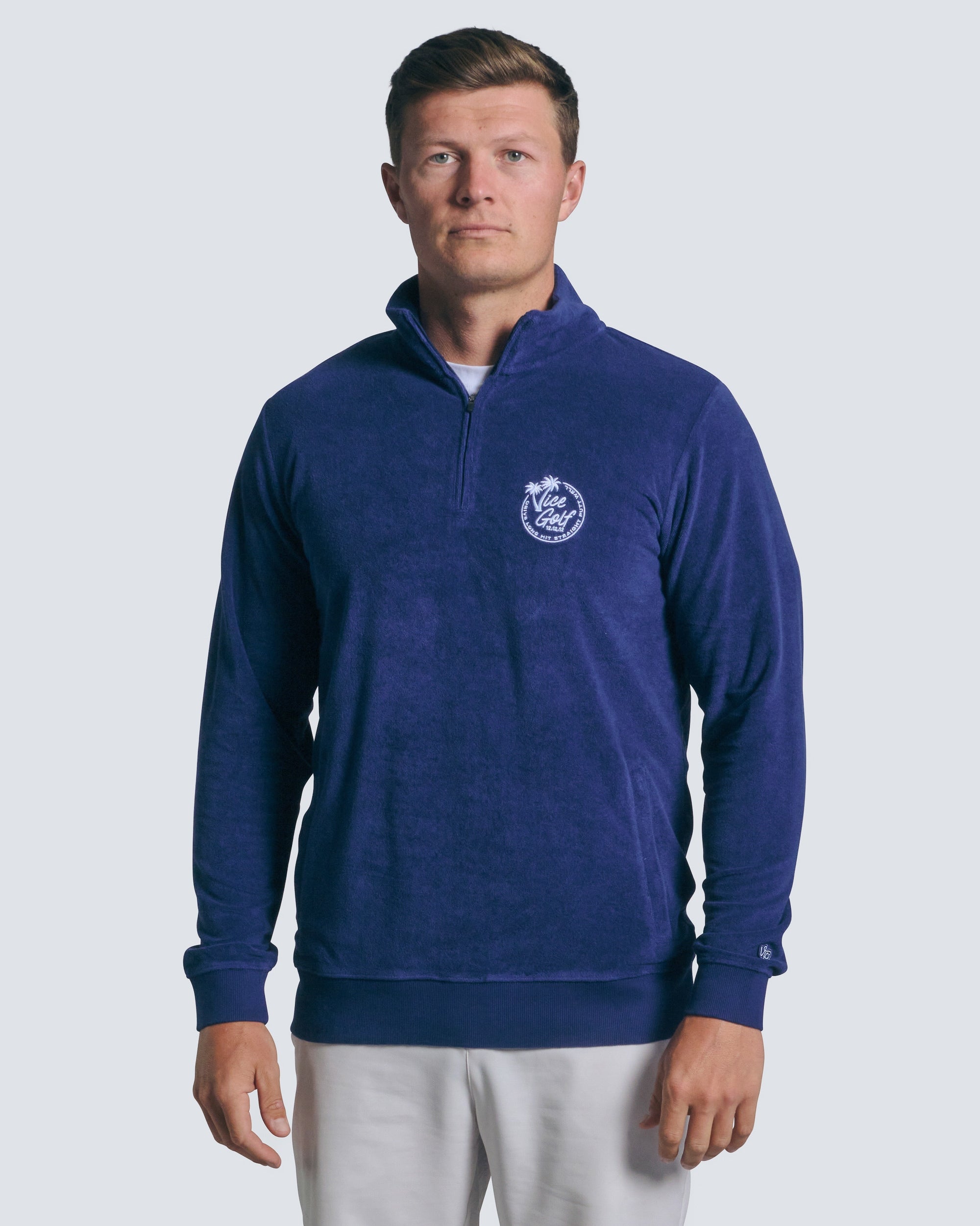 Vice Golf Terry Towel Half-Zip Navy