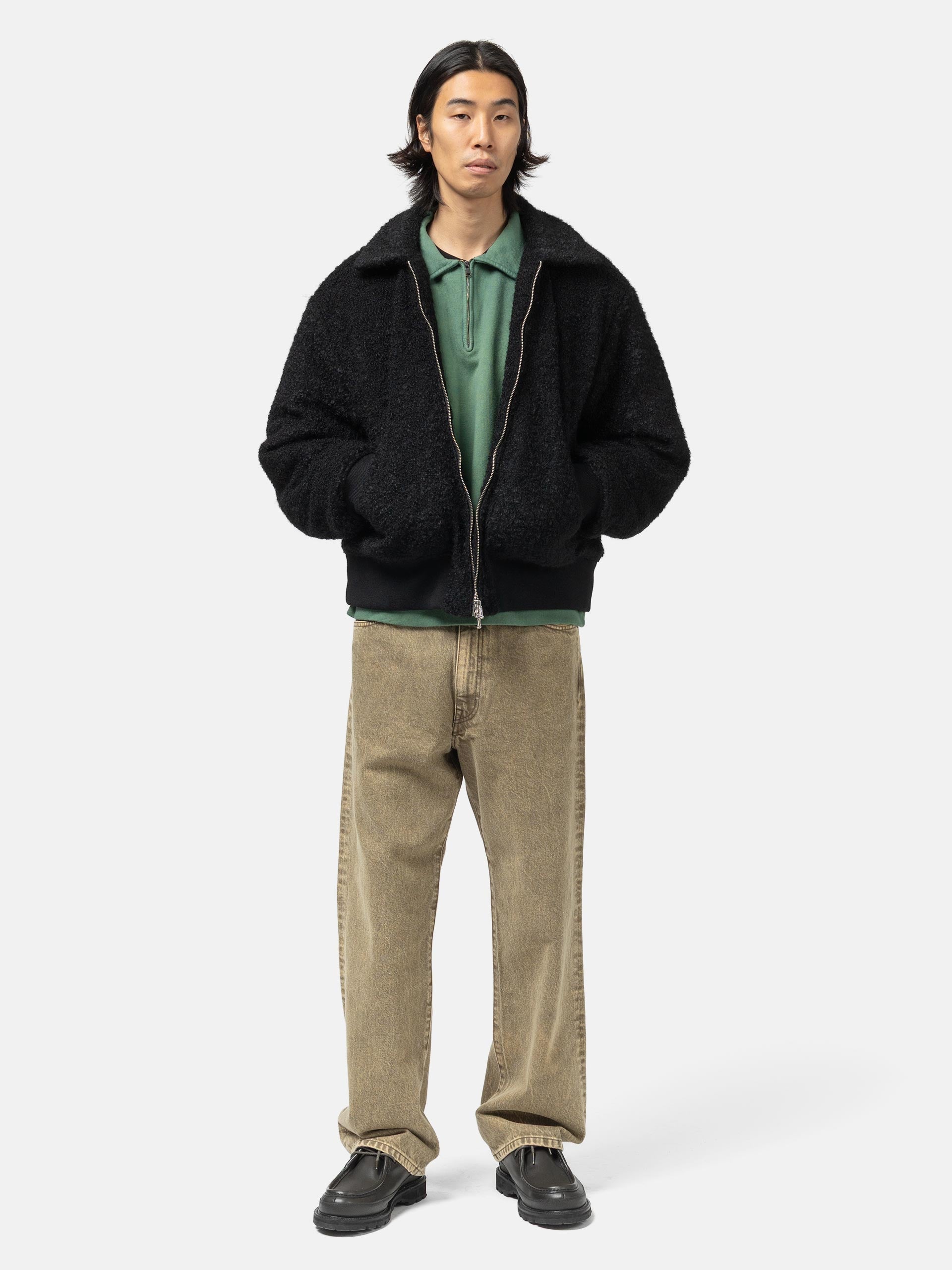 Wool Boa Zip Up Blouson Black | HAVEN